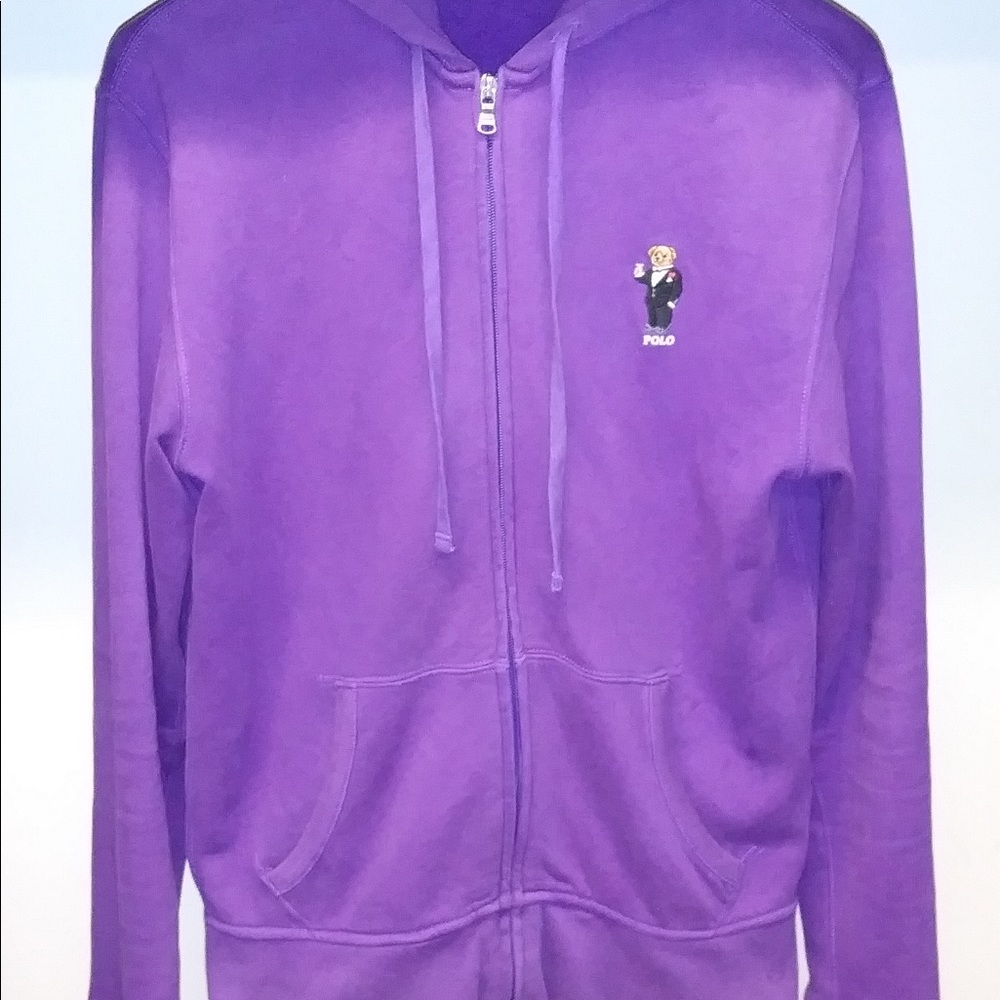 Rare Purple Polo Bear Zip Up Hoodie